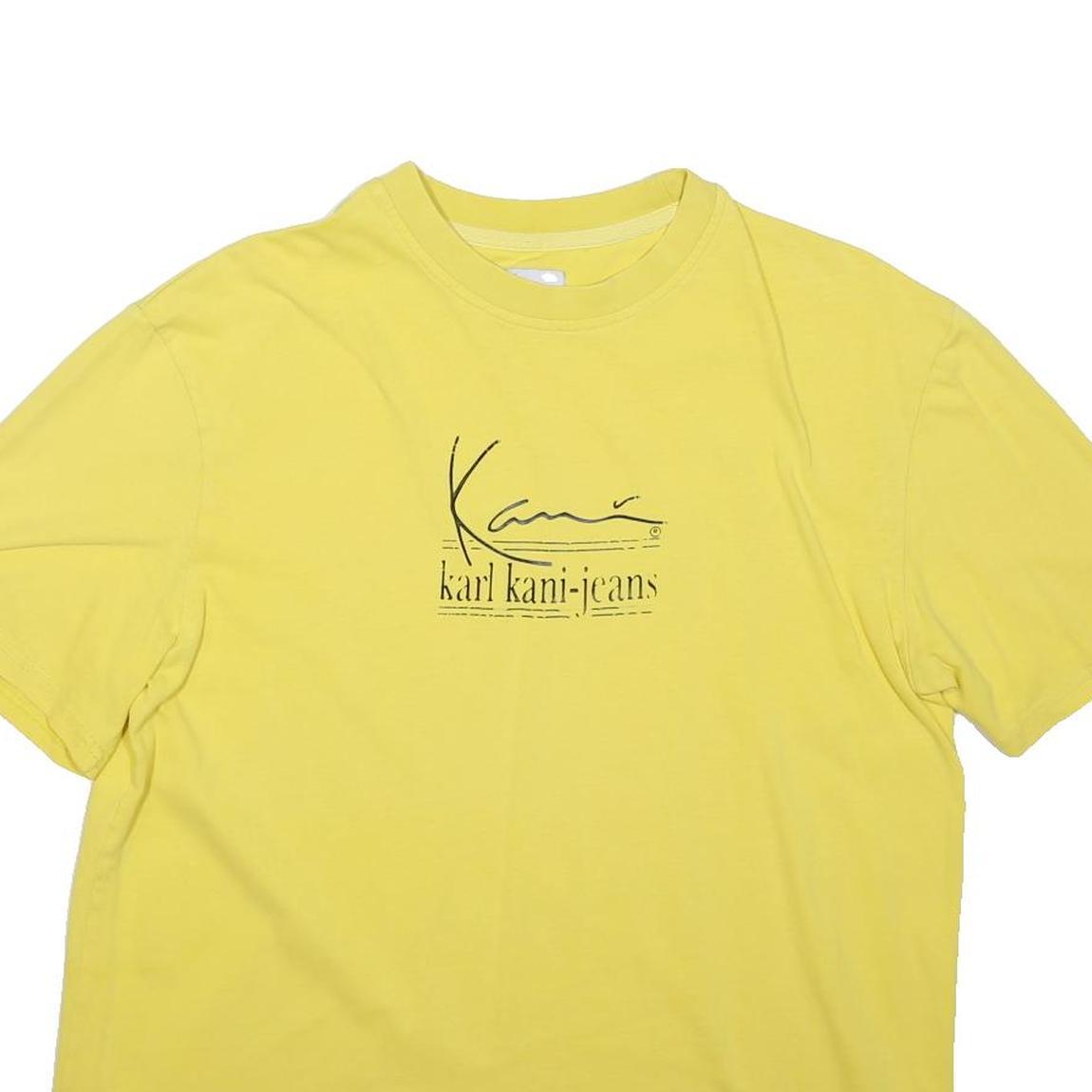 KANI Mens Yellow Cotton Graphic T-Shirt XS Short Sleeve Crew Neck Casual