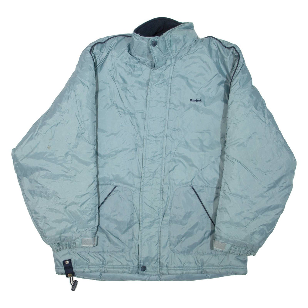 REEBOK Mens Puffer Jacket Blue Nylon L