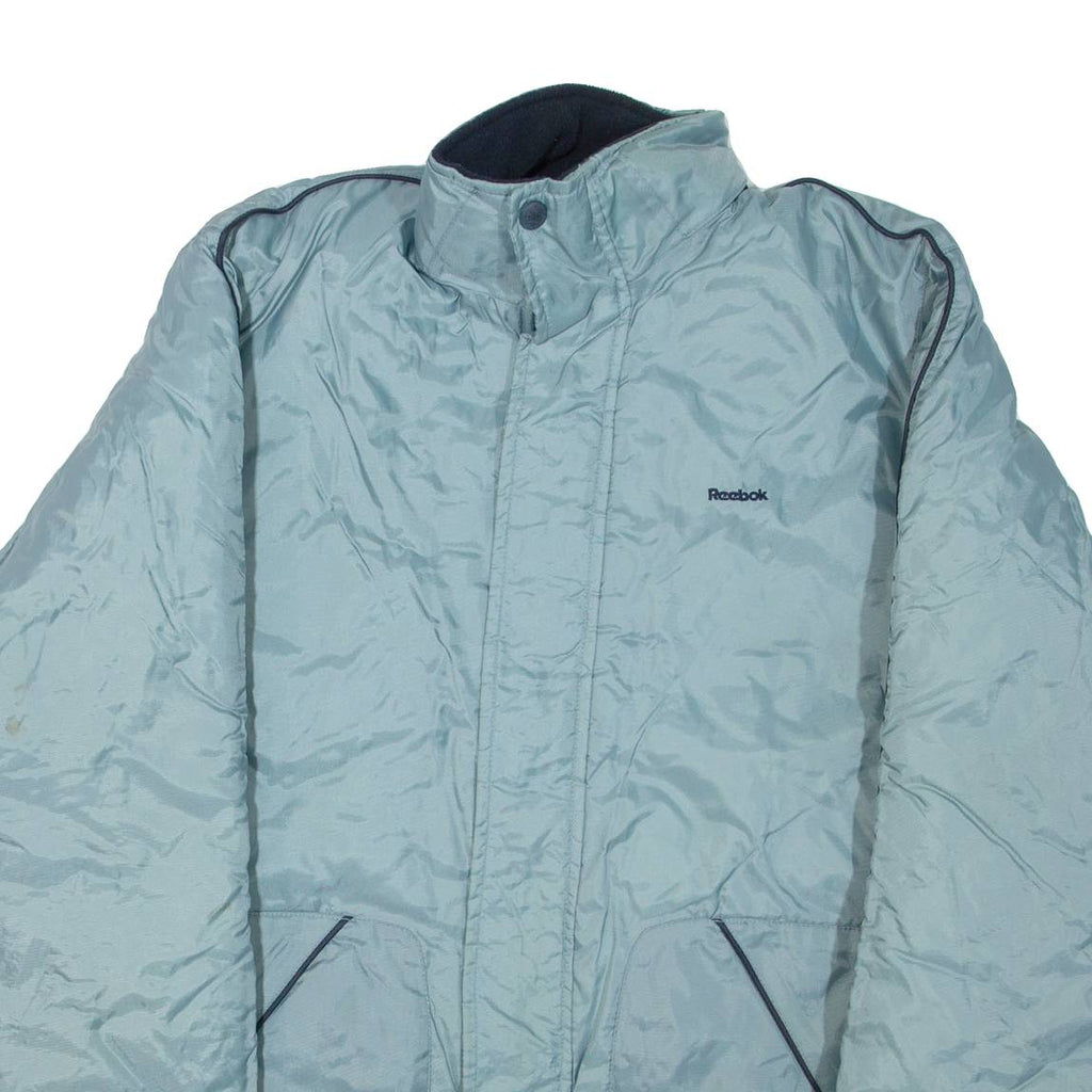 REEBOK Mens Puffer Jacket Blue Nylon L