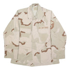 UNICOR Mens Beige & Brown Military Jacket L Cotton Blend Button Closure Plain