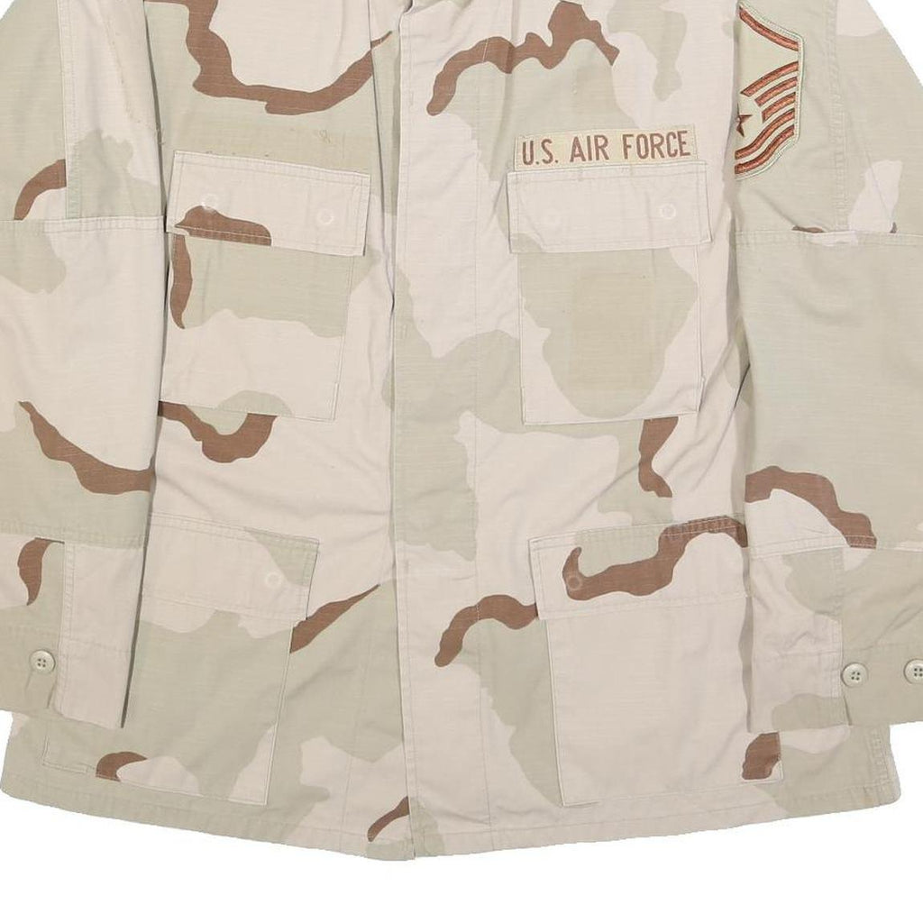 UNICOR Mens Beige & Brown Military Jacket L Cotton Blend Button Closure Plain