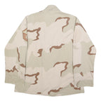 UNICOR Mens Beige & Brown Military Jacket L Cotton Blend Button Closure Plain