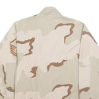 UNICOR Mens Beige & Brown Military Jacket L Cotton Blend Button Closure Plain