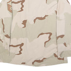 UNICOR Mens Beige & Brown Military Jacket L Cotton Blend Button Closure Plain