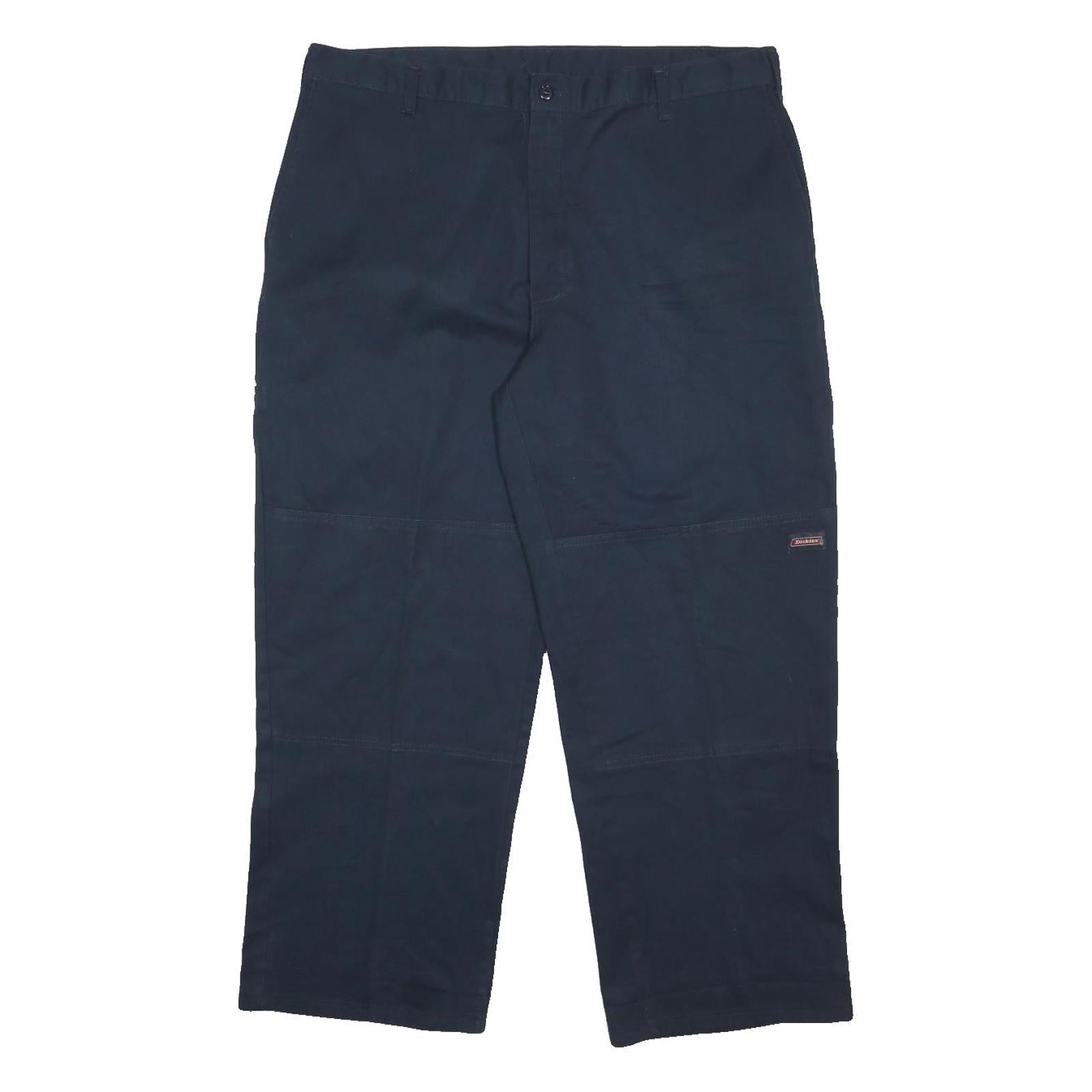 DICKIES Mens Cotton Blend Navy Relaxed Straight Trousers W36 L29 Workwear