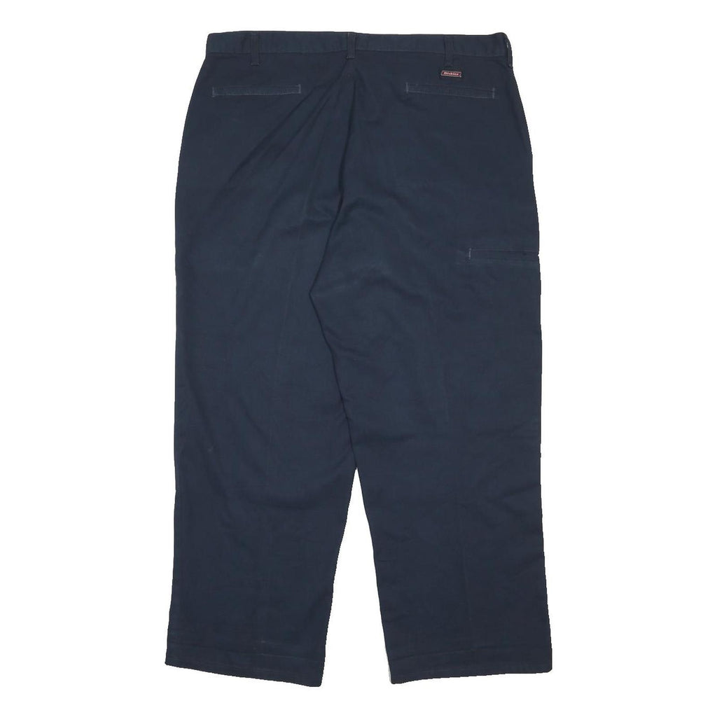DICKIES Mens Cotton Blend Navy Relaxed Straight Trousers W36 L29 Workwear