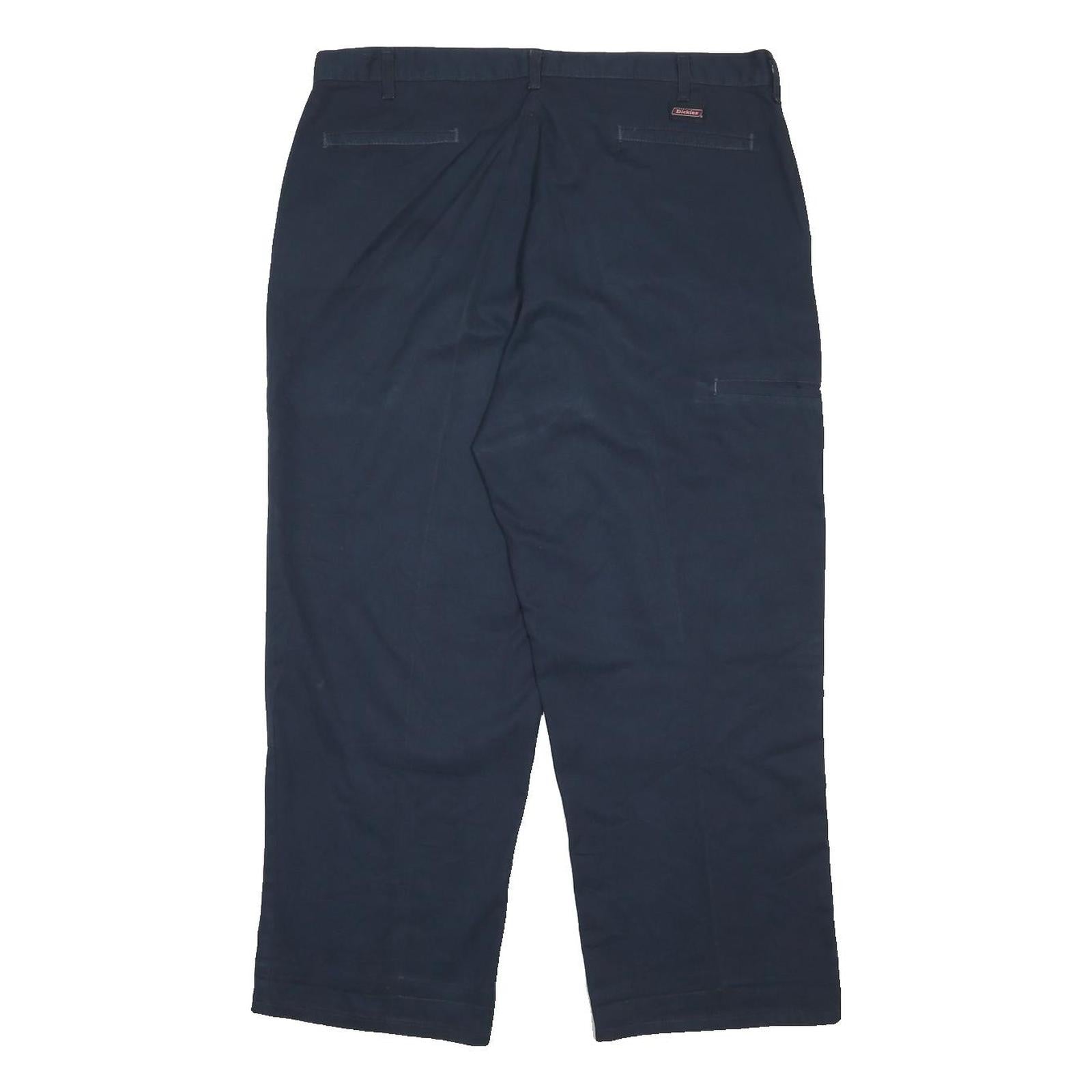 DICKIES Mens Cotton Blend Navy Relaxed Straight Trousers W36 L29 Workwear