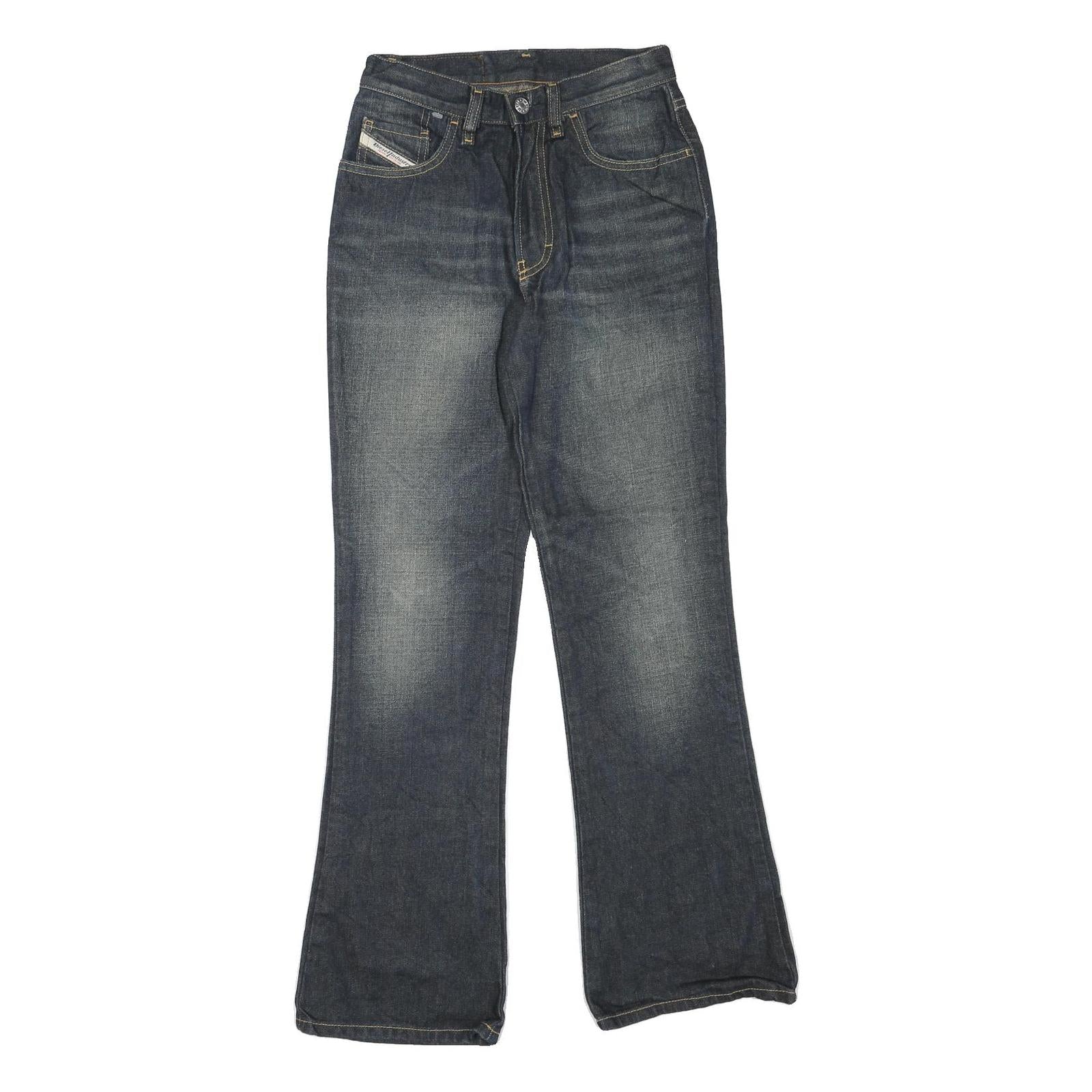 DIESEL Womens Regular Fit Wide-Leg Denim Dark Jeans W24 L28 Stylish Cotton Blend