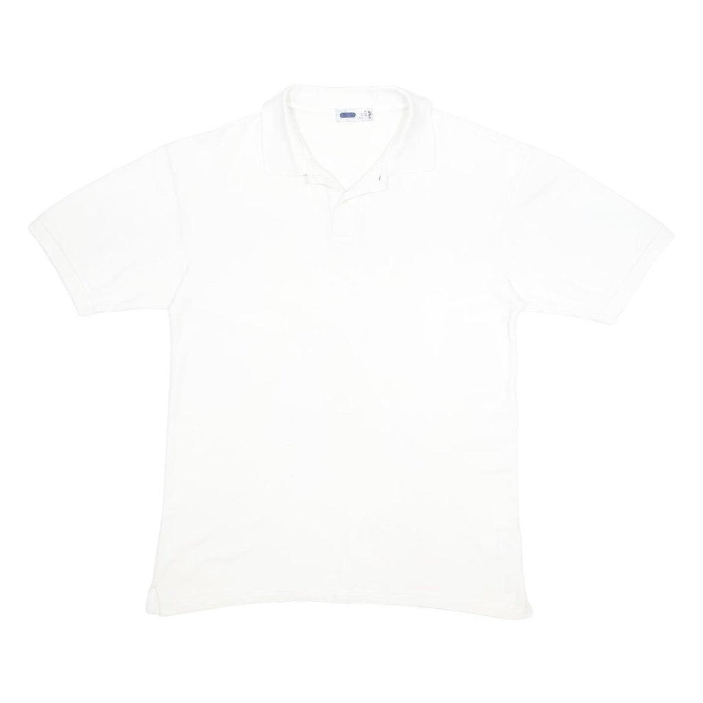 FILA Mens White Short Sleeve Plain Polo Shirt L Casual Cotton Comfort