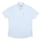 BARBOUR Mens Blue & White Cotton Blend Shirt L Button Down Collar Casual