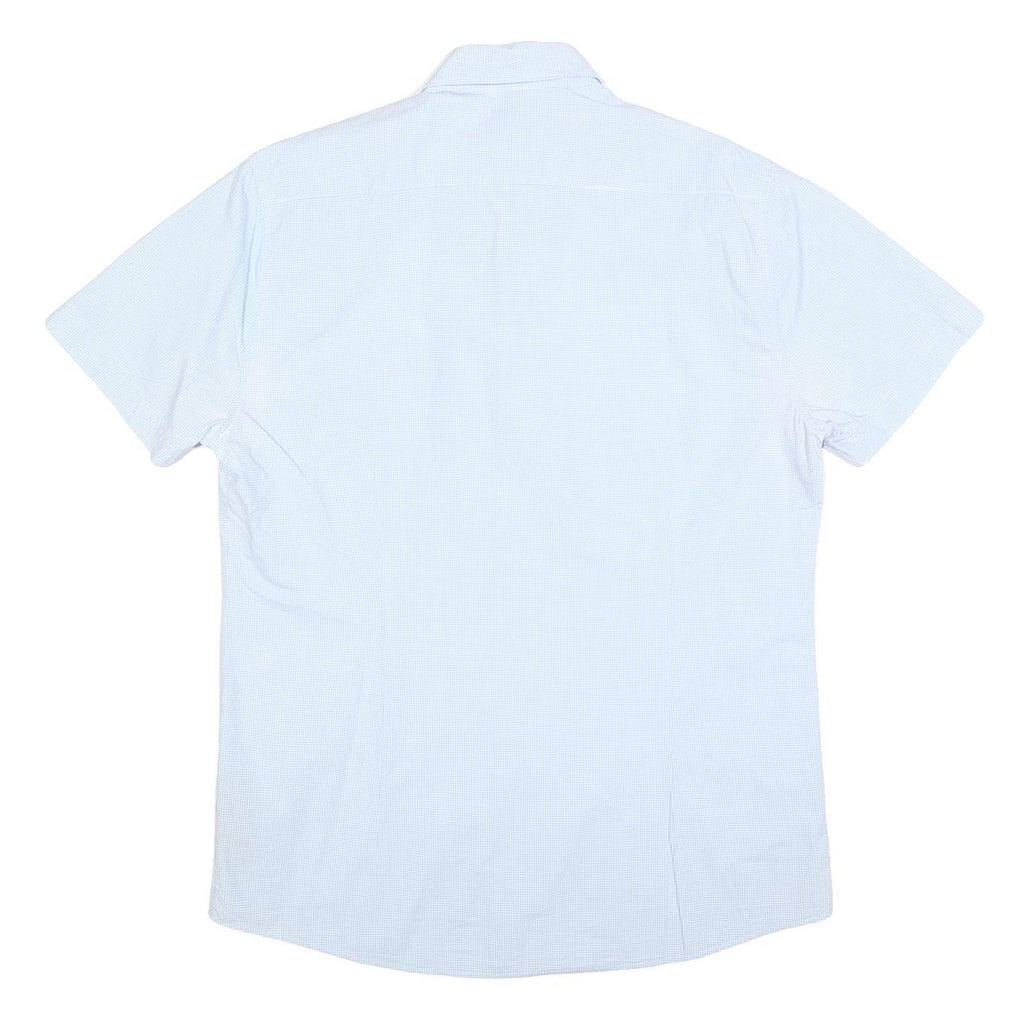 BARBOUR Mens Blue & White Cotton Blend Shirt L Button Down Collar Casual