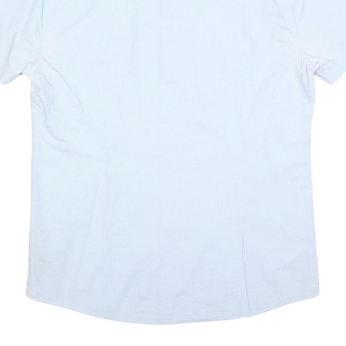 BARBOUR Mens Blue & White Cotton Blend Shirt L Button Down Collar Casual