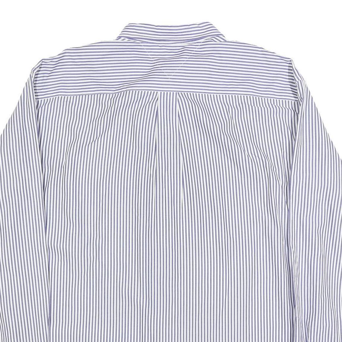 TOMMY HILFIGER Mens Blue & White Striped Shirt 2XL Classic Cotton Button-Down