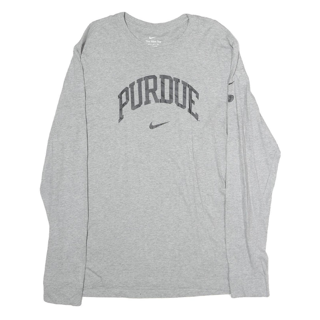 NIKE Mens Grey Purdue Long Sleeve Crew Neck T-Shirt XL Cotton Sportswear