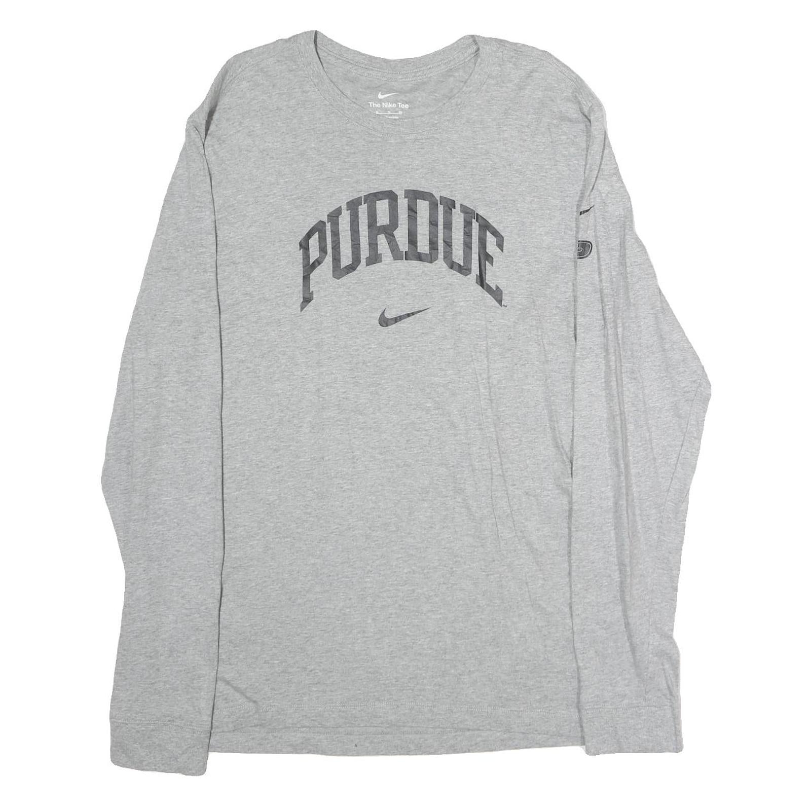 NIKE Mens Grey Purdue Long Sleeve Crew Neck T-Shirt XL Cotton Sportswear