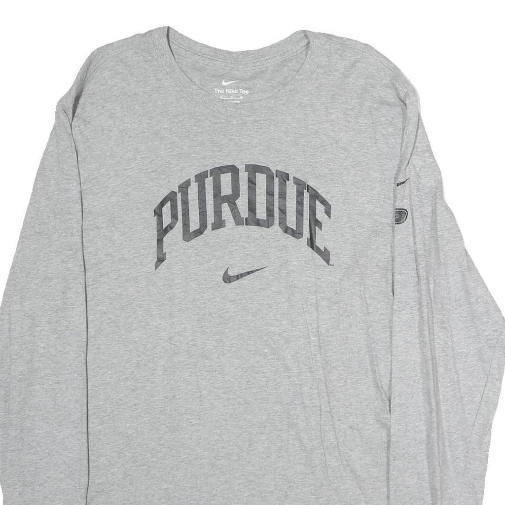 NIKE Mens Grey Purdue Long Sleeve Crew Neck T-Shirt XL Cotton Sportswear