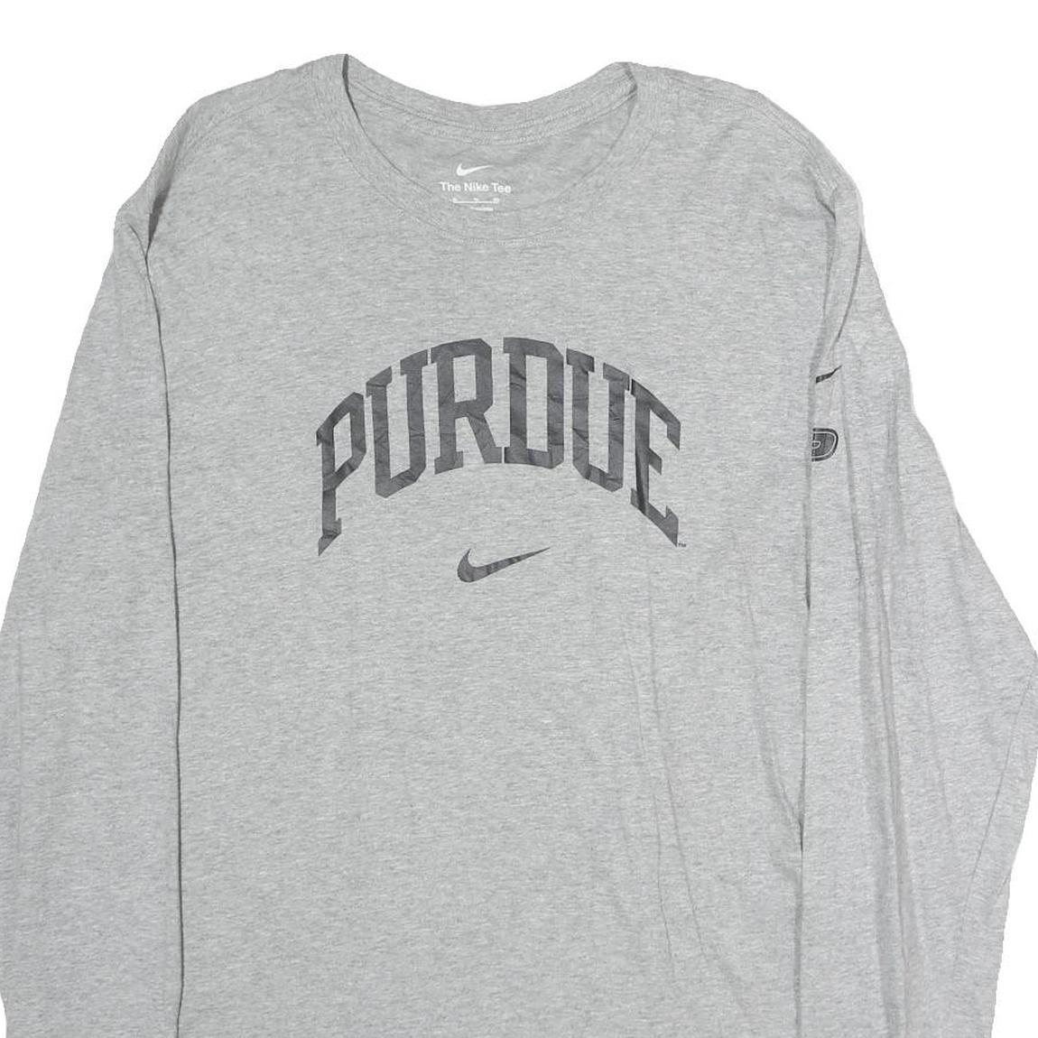 NIKE Mens Grey Purdue Long Sleeve Crew Neck T-Shirt XL Cotton Sportswear