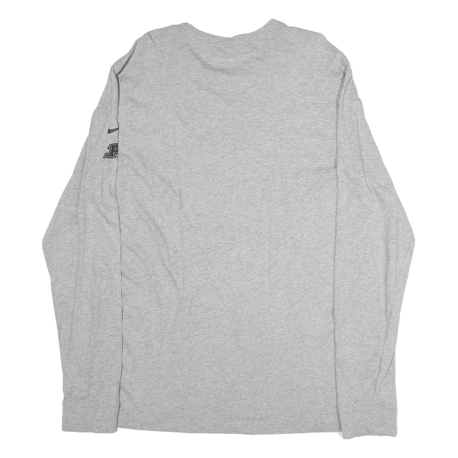 NIKE Mens Grey Purdue Long Sleeve Crew Neck T-Shirt XL Cotton Sportswear