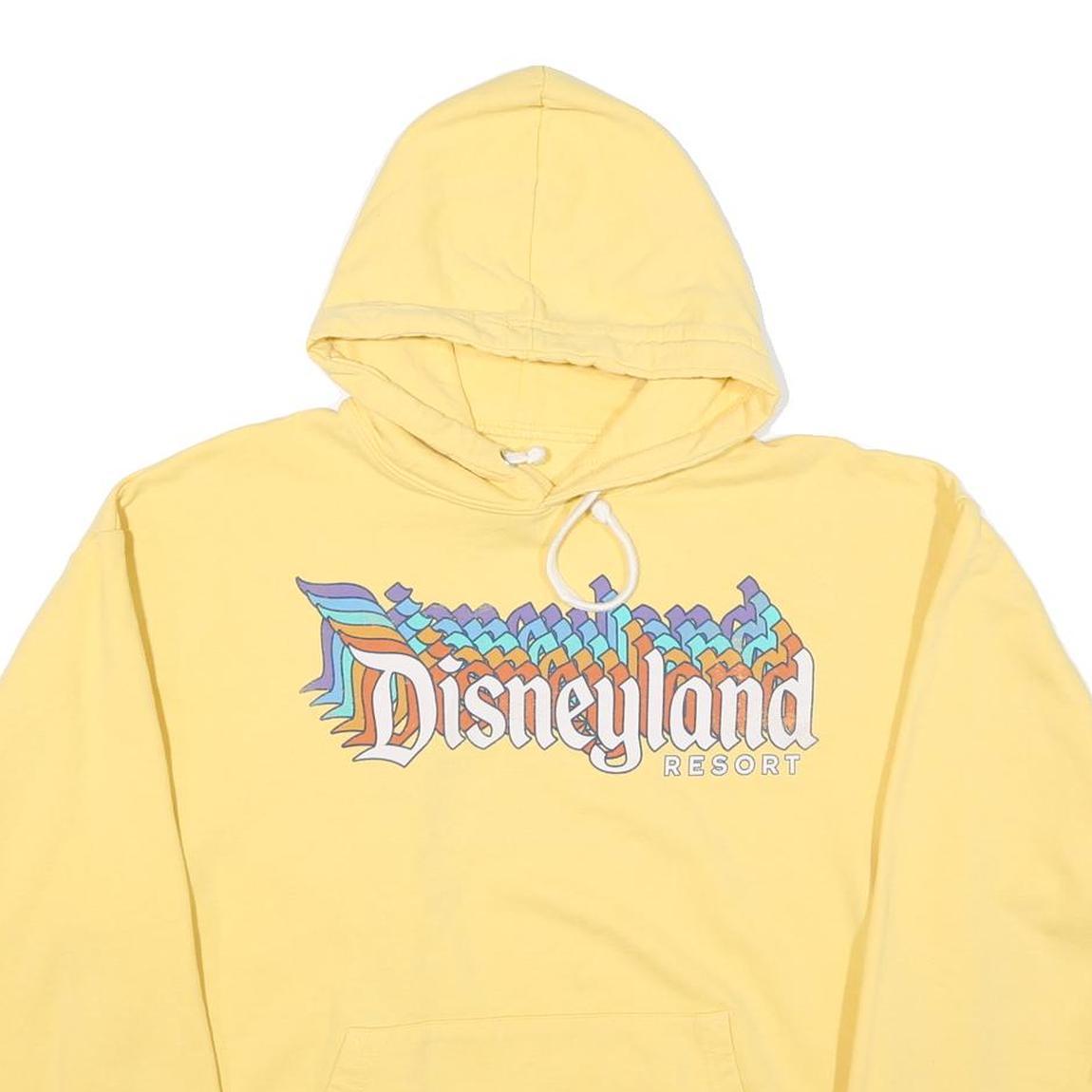 DISNEY Womens Yellow Disneyland Resort Pullover Hoodie L Cotton Blend Casual