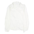 GUESS Womens White Lace Panel Shirt Long Sleeve Collared M Elegant