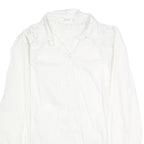 GUESS Womens White Lace Panel Shirt Long Sleeve Collared M Elegant