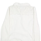 GUESS Womens White Lace Panel Shirt Long Sleeve Collared M Elegant