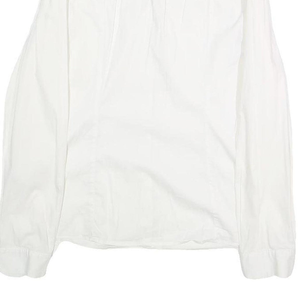 GUESS Womens White Lace Panel Shirt Long Sleeve Collared M Elegant