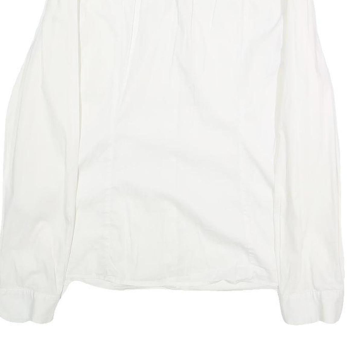 GUESS Womens White Lace Panel Shirt Long Sleeve Collared M Elegant