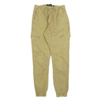 INDICODE Mens Slim Beige Cotton Blend Cargo Trousers W26 L30 Drawstring Casual