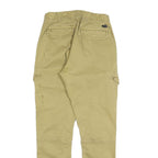 INDICODE Mens Slim Beige Cotton Blend Cargo Trousers W26 L30 Drawstring Casual