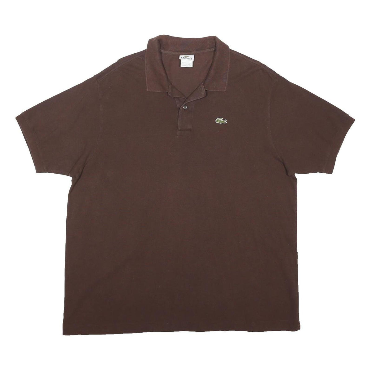 LACOSTE Mens Brown Cotton Blend Short Sleeve Plain Polo Shirt 3XL Classic
