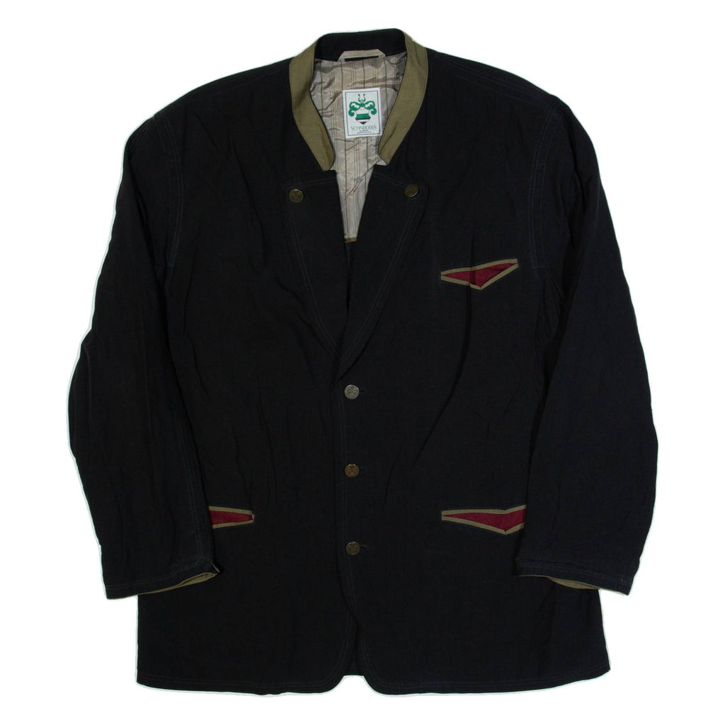 SCHNEIDERS Mens Blazer Jacket Black Silk 90s XL