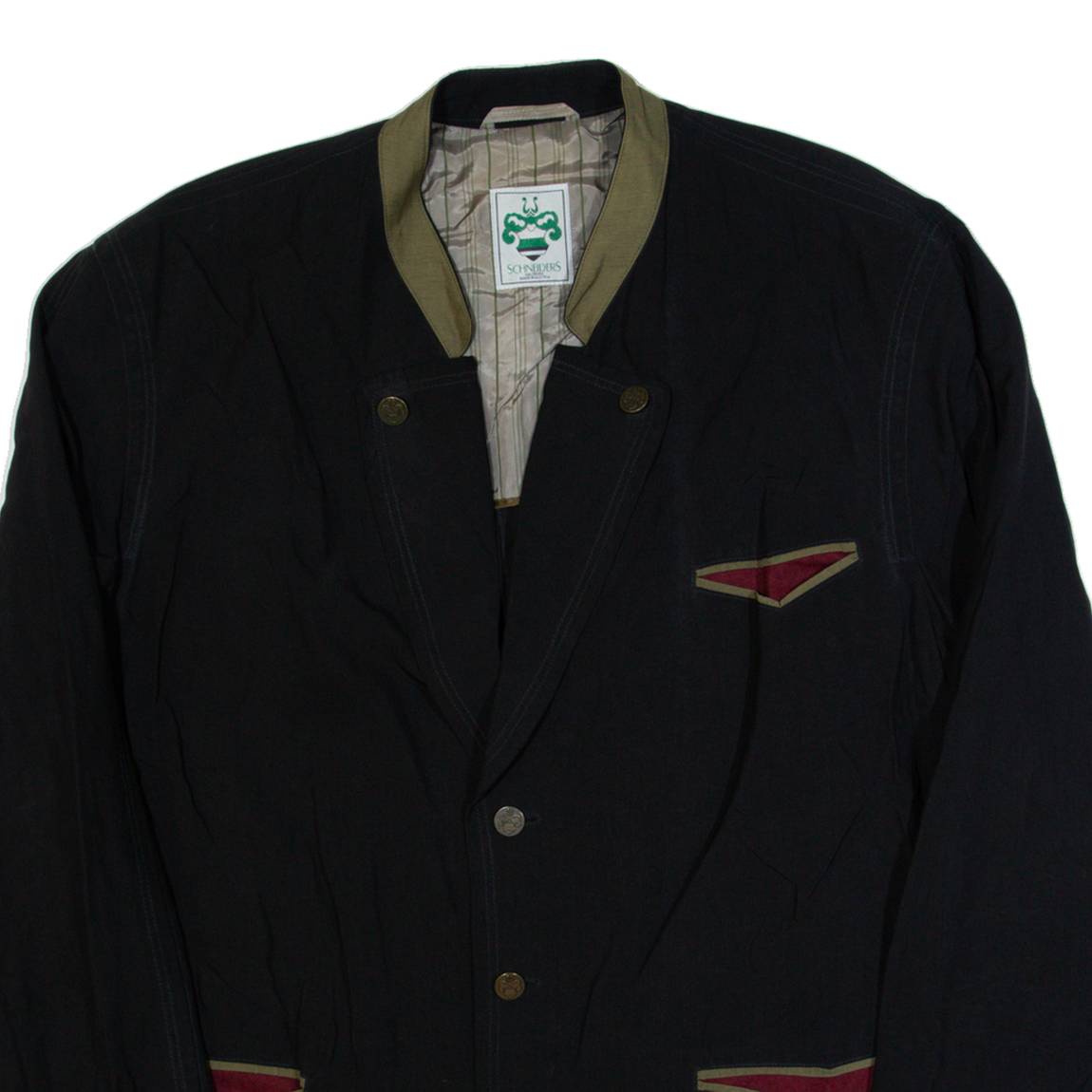 SCHNEIDERS Mens Blazer Jacket Black Silk 90s XL