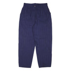 Navy Womens Cotton Blend Relaxed Straight Trousers W28 L26 Casual Zip Pocketed