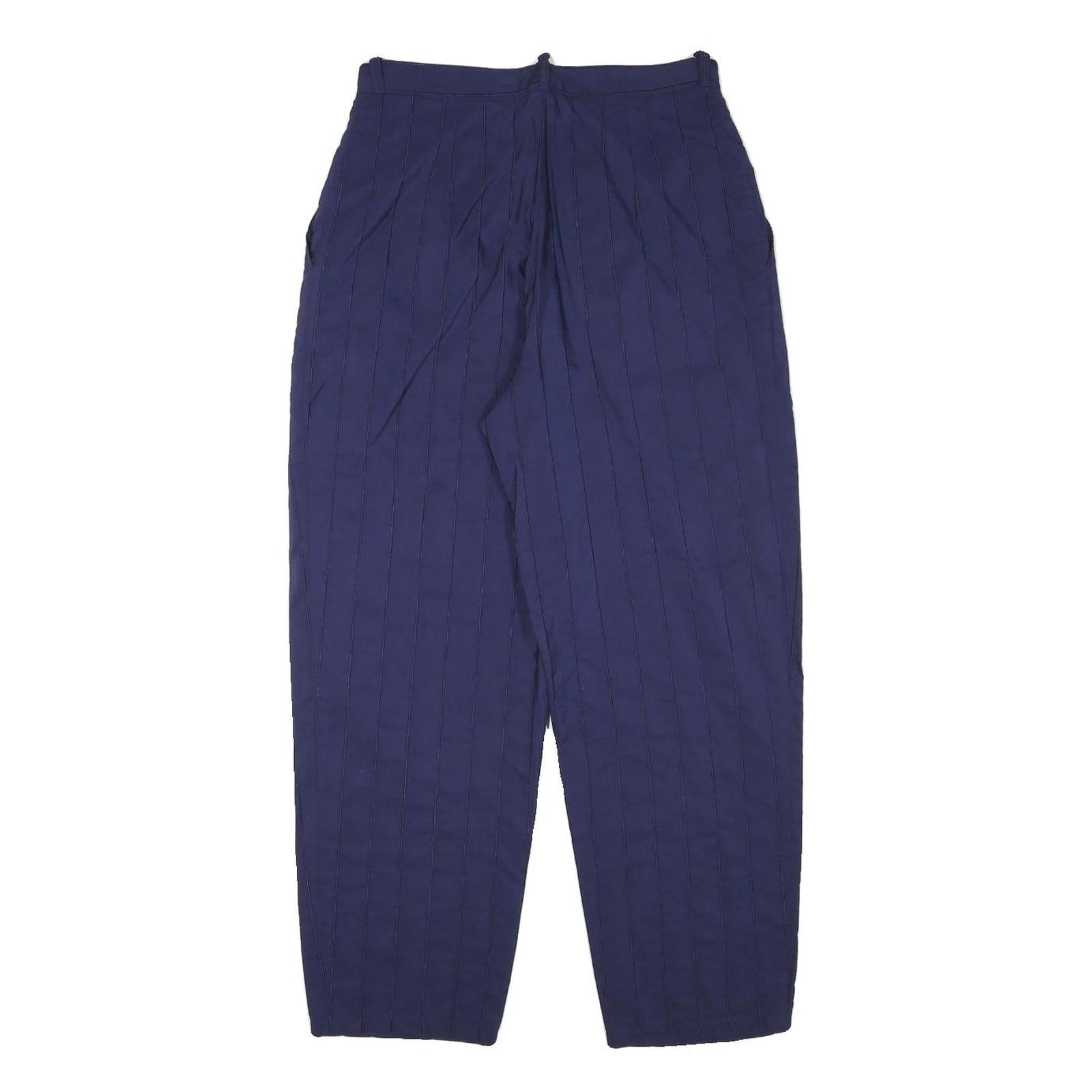 Navy Womens Cotton Blend Relaxed Straight Trousers W28 L26 Casual Zip Pocketed