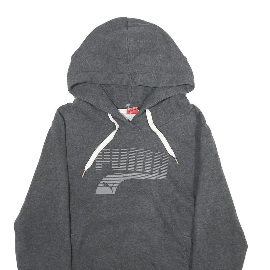 PUMA Womens Grey Hoodie UK 14 Cotton Blend Pullover Hooded Sweatshirt