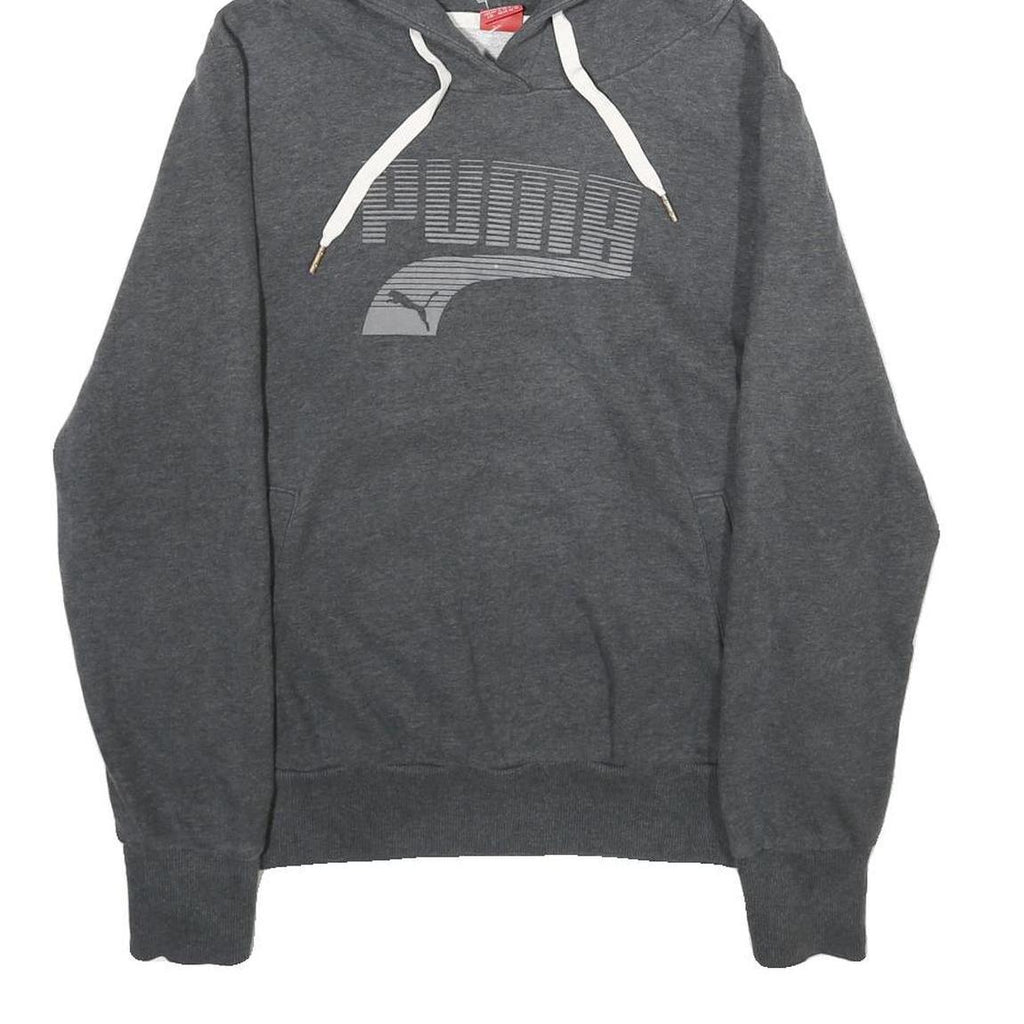 PUMA Womens Grey Hoodie UK 14 Cotton Blend Pullover Hooded Sweatshirt