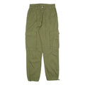 Womens Regular Fit Cotton Blend Green Cargo Trousers W26 L27 Zip Pockets
