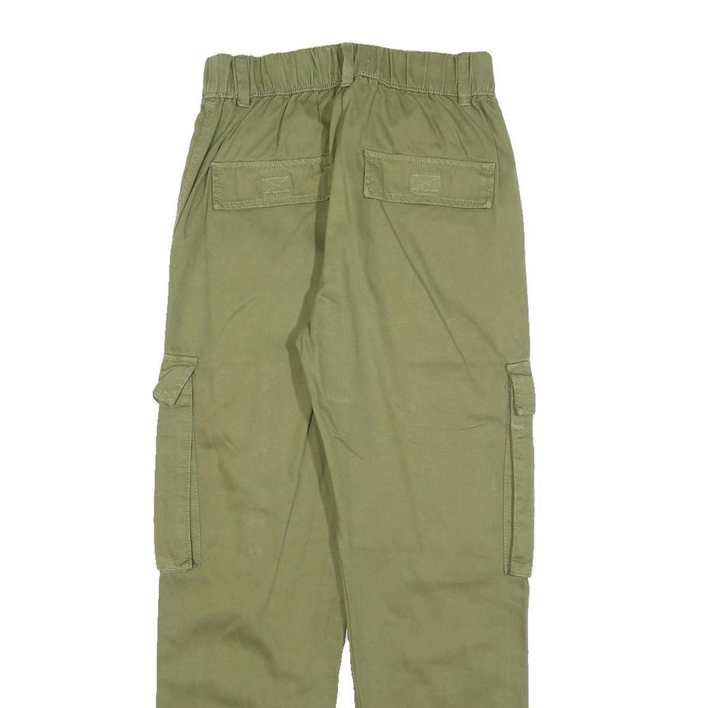 Womens Regular Fit Cotton Blend Green Cargo Trousers W26 L27 Zip Pockets