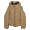 ZARA Womens Beige Polyester Blend Quilted Jacket M Zip Comfort Stylish Outerwear