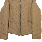 ZARA Womens Beige Polyester Blend Quilted Jacket M Zip Comfort Stylish Outerwear