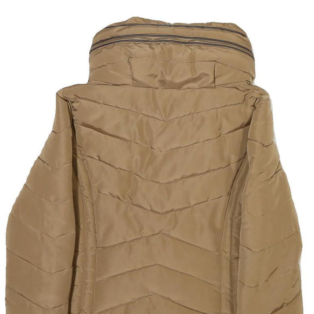 ZARA Womens Beige Polyester Blend Quilted Jacket M Zip Comfort Stylish Outerwear