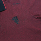 MANCHESTER UNITED Boys Red Black Collar Short Sleeve Polo Shirt L Official Logo