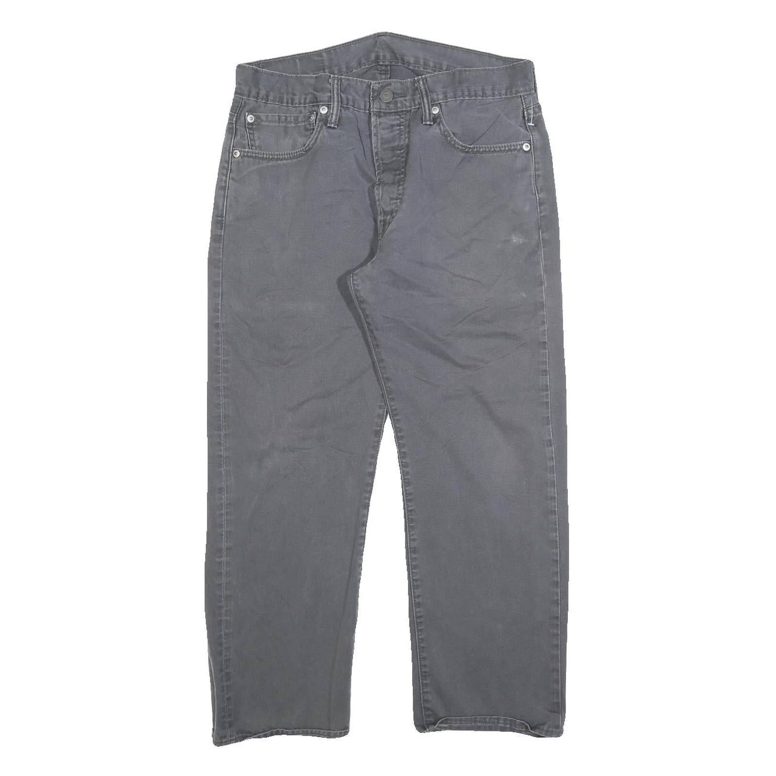LEVI'S Mens Cotton Blend Grey Regular Straight Trousers W31 L24 Classic Casual