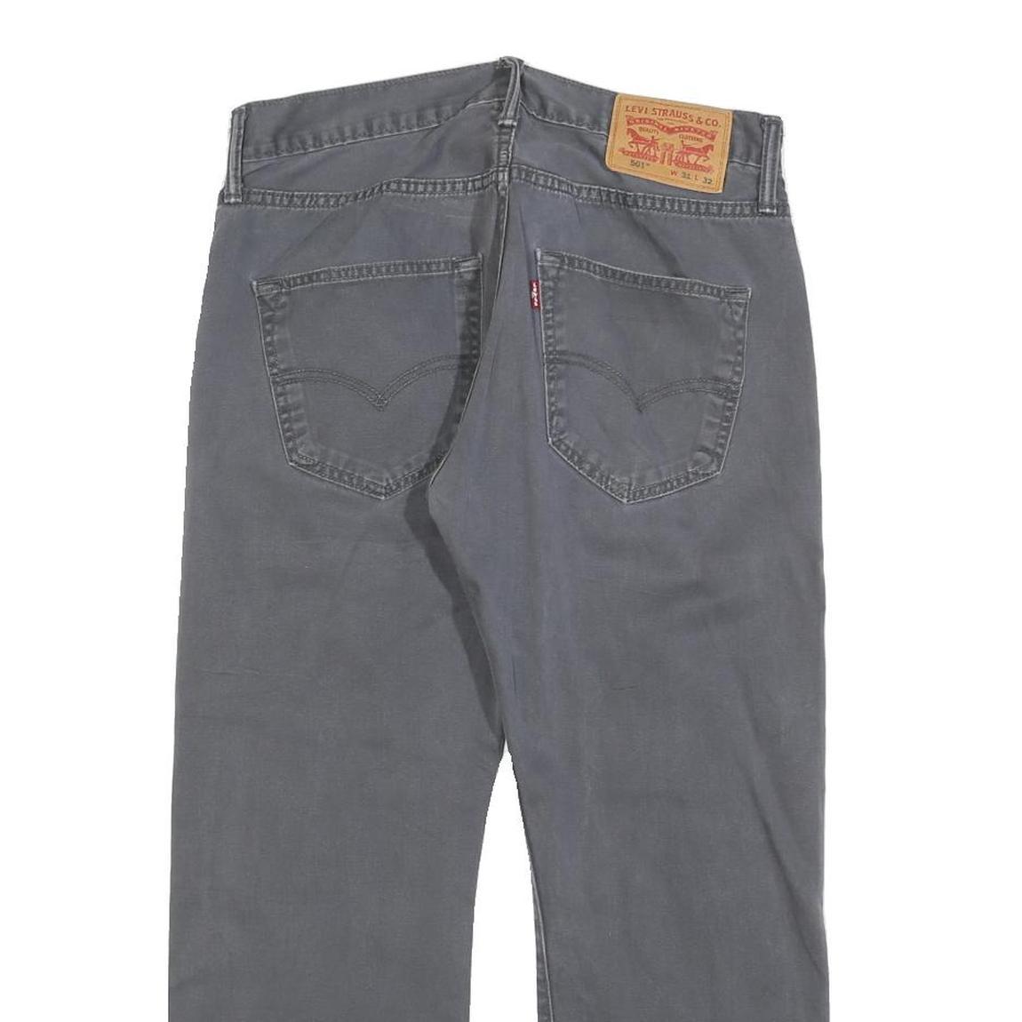 LEVI'S Mens Cotton Blend Grey Regular Straight Trousers W31 L24 Classic Casual