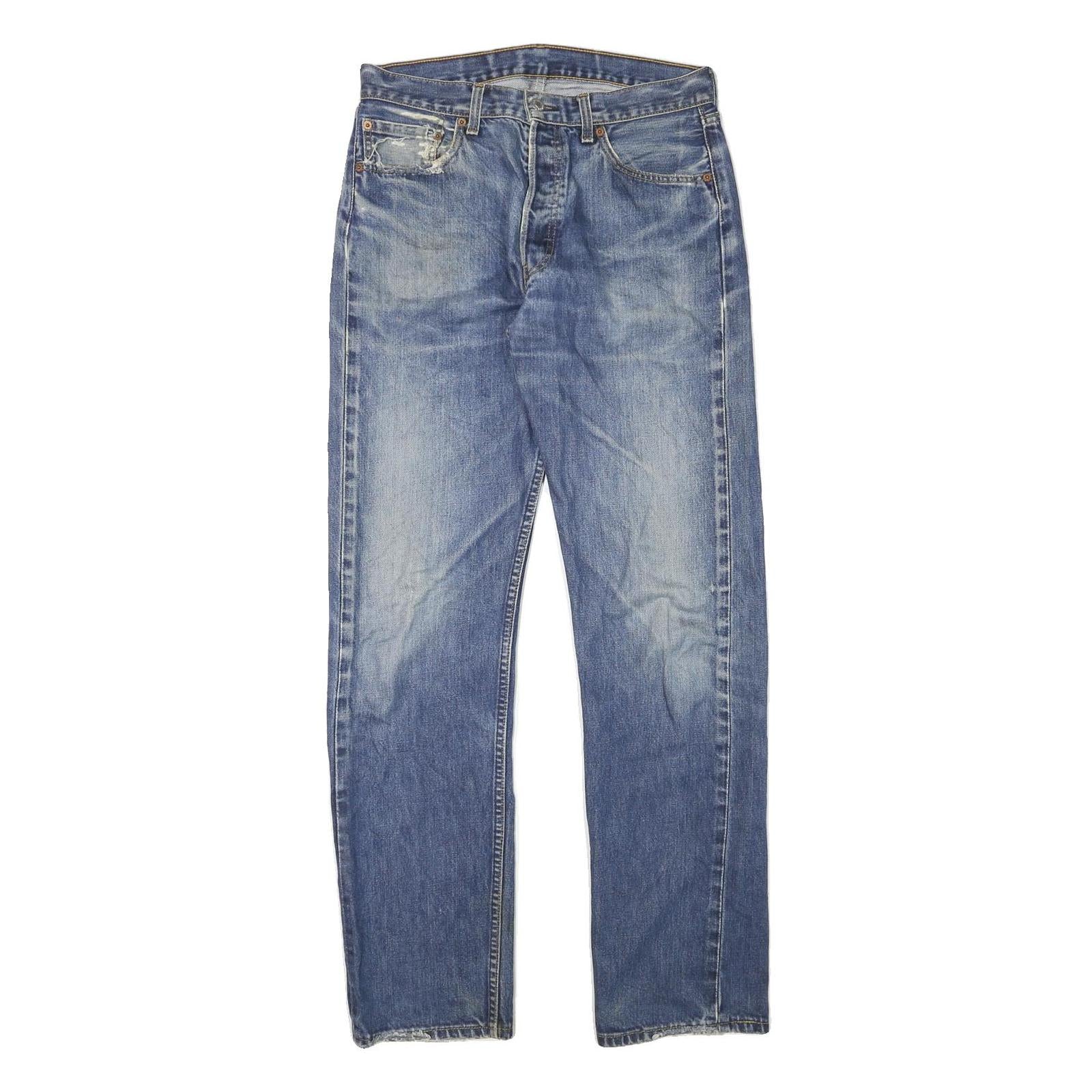 LEVI'S Mens Jeans Blue Regular Straight Denim Medium W31 L32 Button Closure