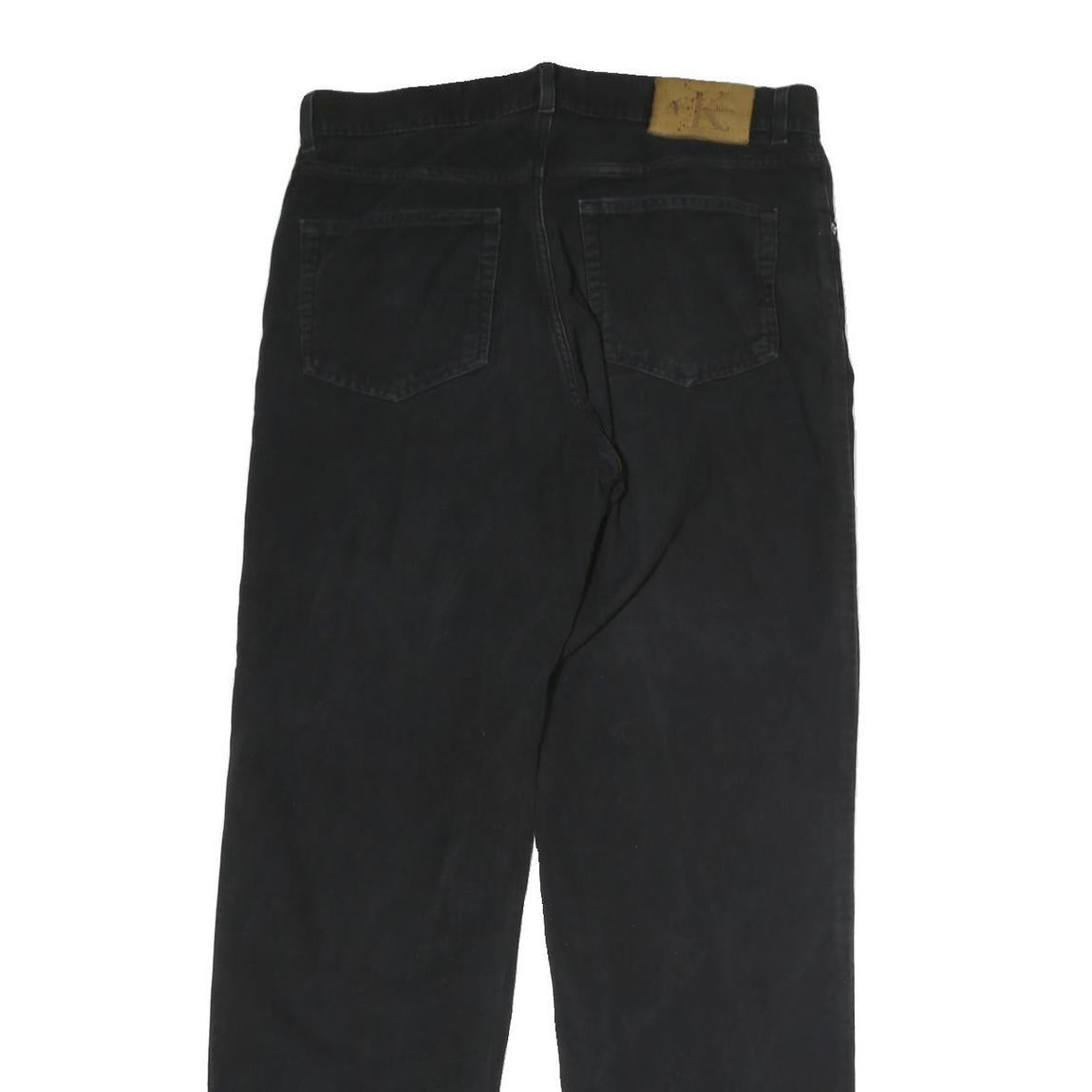 CALVIN KLEIN Mens Cotton Black Regular Straight Trousers W32 L32 Zip Closure