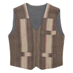 Mens Brown & Beige Striped Button Jacket S Woven Classic Casual