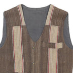 Mens Brown & Beige Striped Button Jacket S Woven Classic Casual