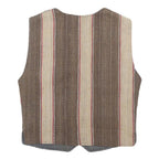 Mens Brown & Beige Striped Button Jacket S Woven Classic Casual
